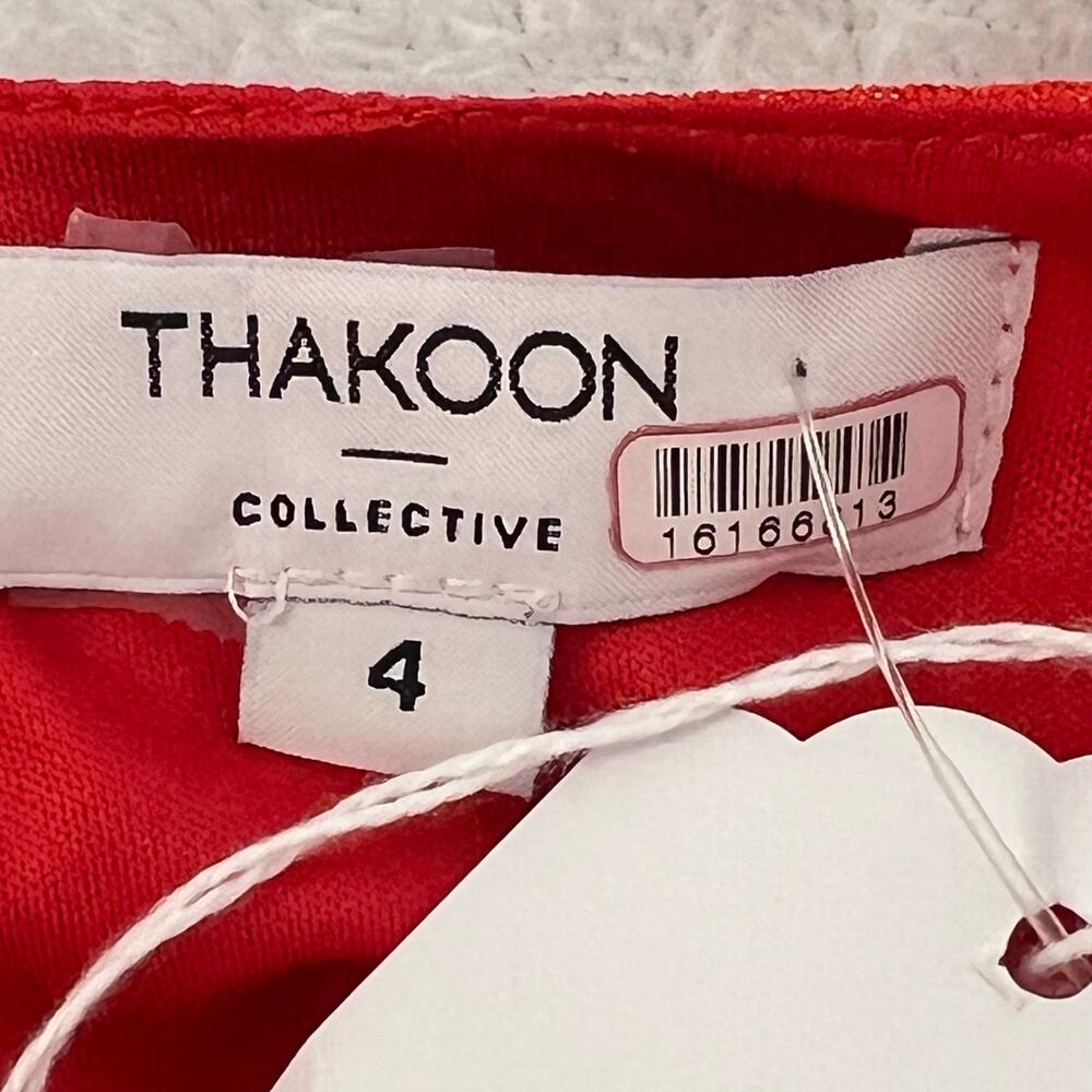 Thakoon Collective Sleeveless Double V Neck Cocktail Midi Dress Red Size 4 - Picture 6 of 16